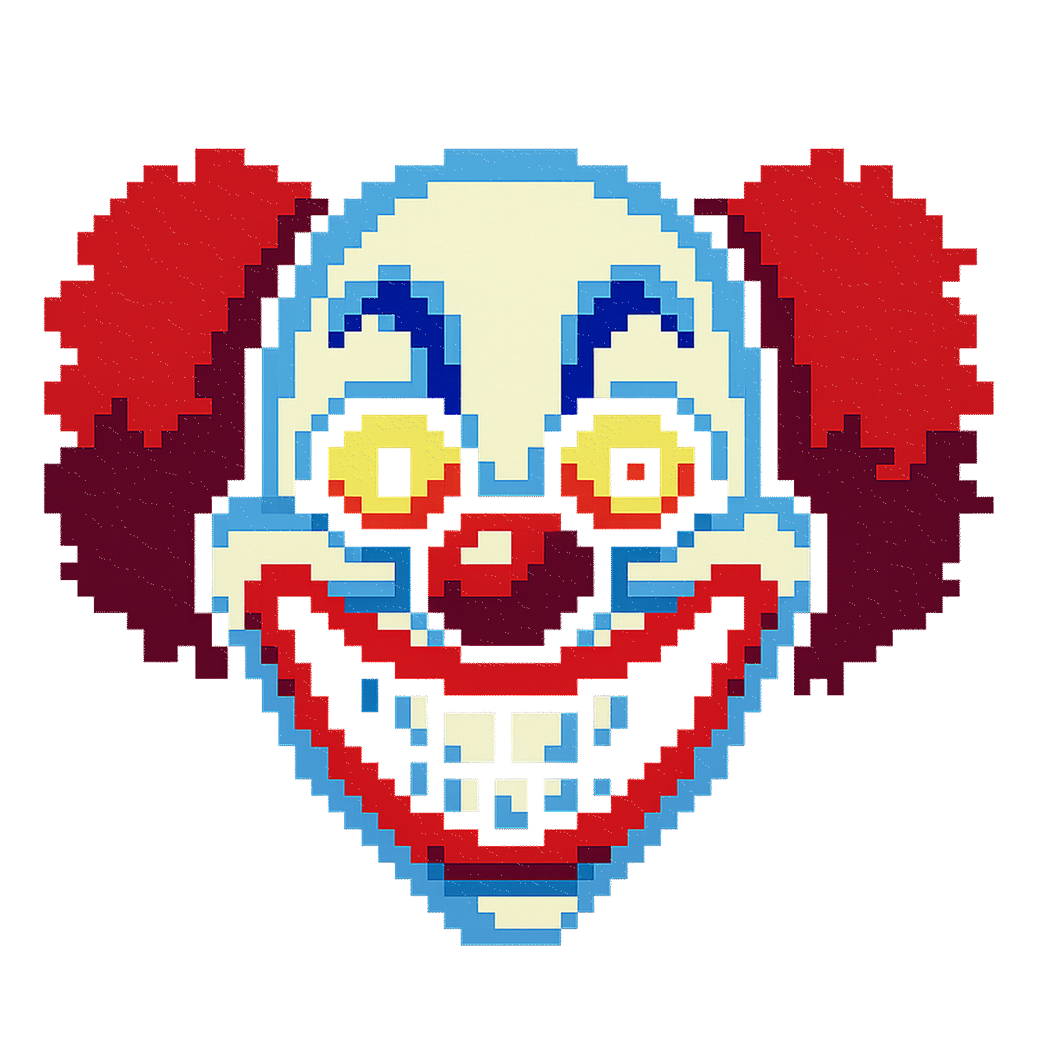 Pixelated clown head